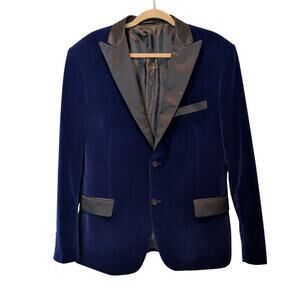 TR Tailored Recreation Men's Sz XL 44 Royal Blue Velvet Blazer Tuxedo Jacket